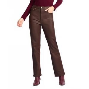 NEW DAZE emelia vintage straight leather pants in espresso